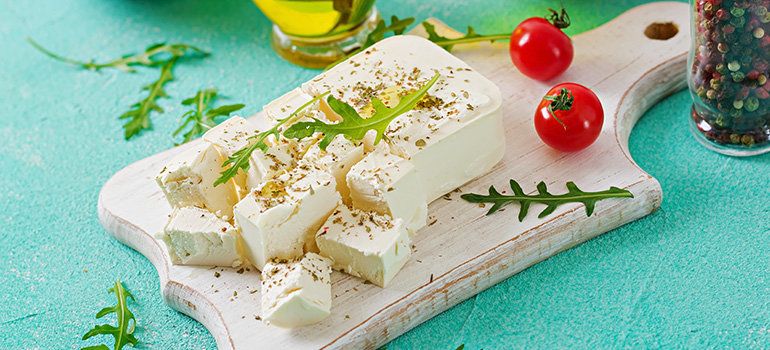 Feta Cheese on a charcuterie board